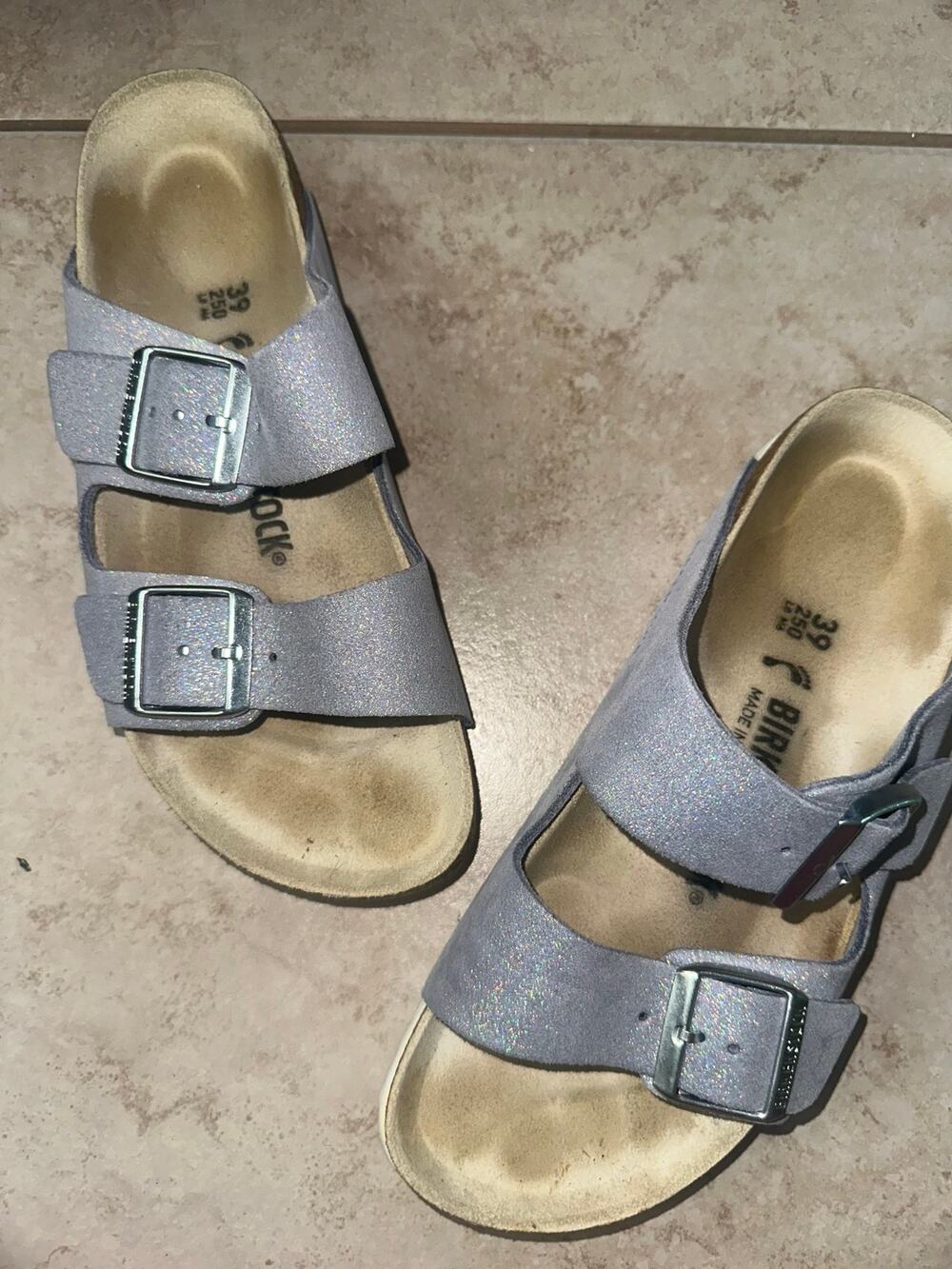 Birkenstock Arizona Purple Fog Suede Leather Sandals EU 39 US Women’s 8 Narrow